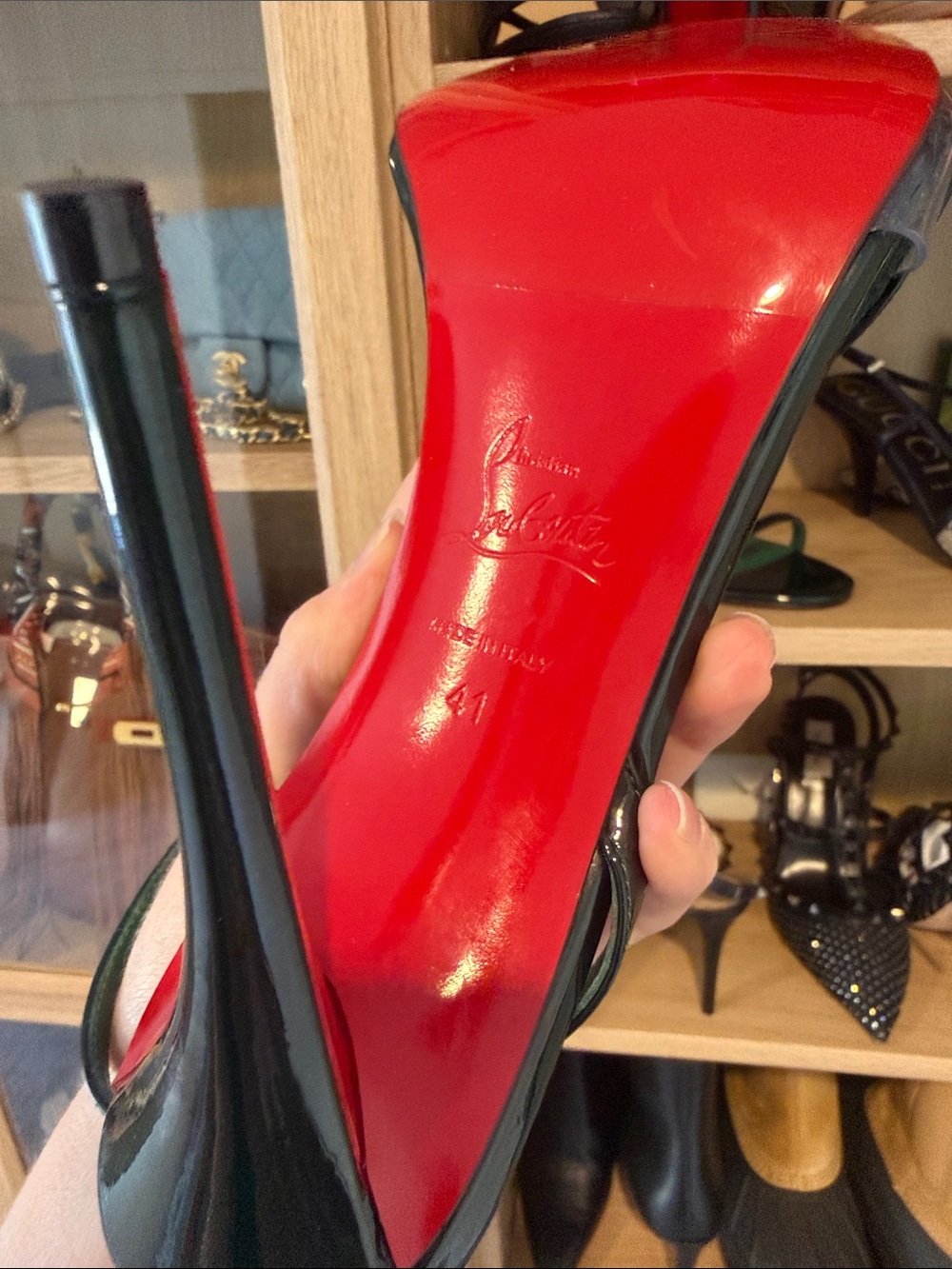 Christian Louboutin miss Z Rosa Z Green Patent Leather Slingback Sandals 41 - Picture 3 of 3